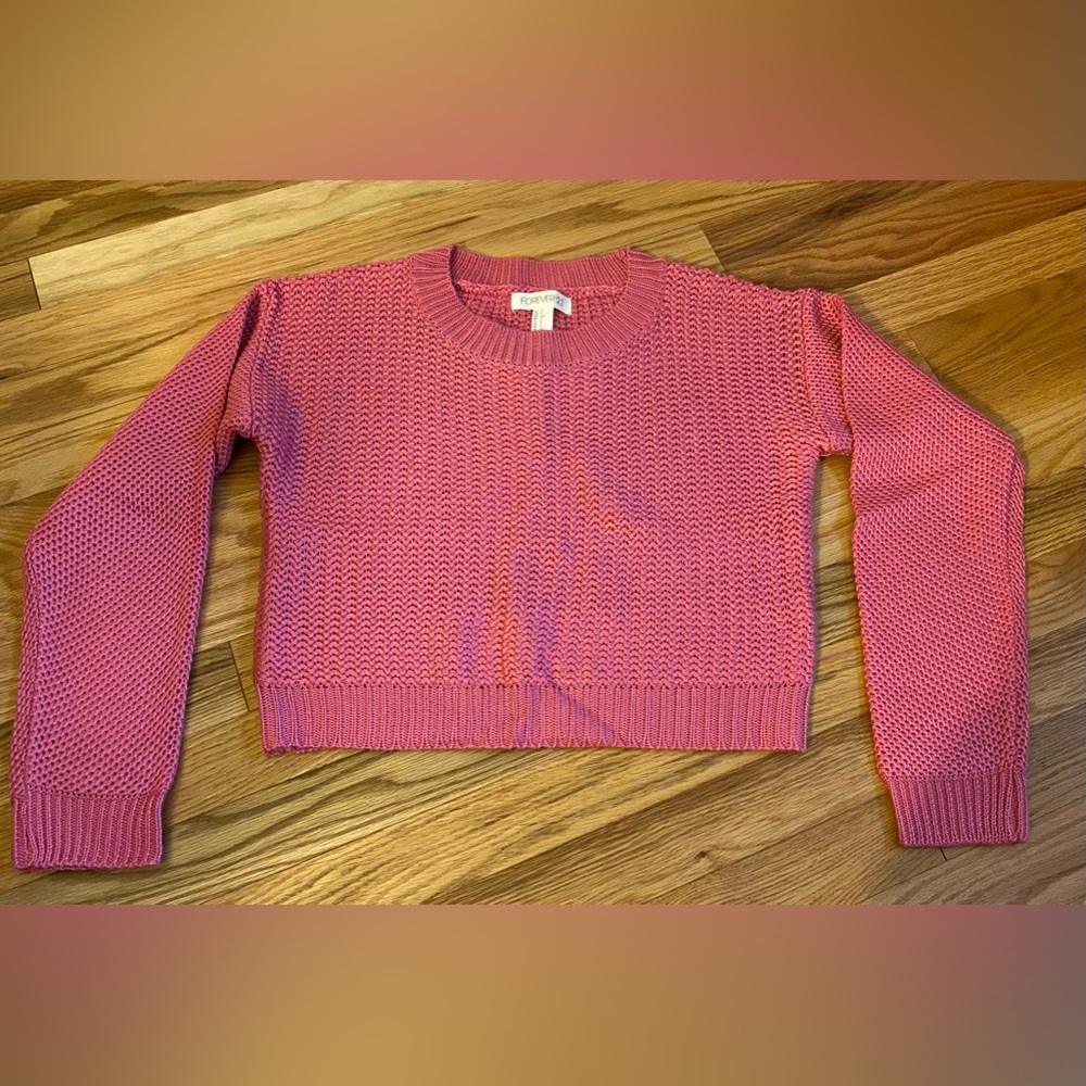 Forever 21 Cropped Knit Sweater, Pink, Size S, NWOT